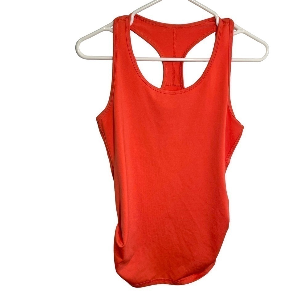 Karma Women's Pranayama Athletic Tank Top Coral Pink Orange Scoop Neck Shirred